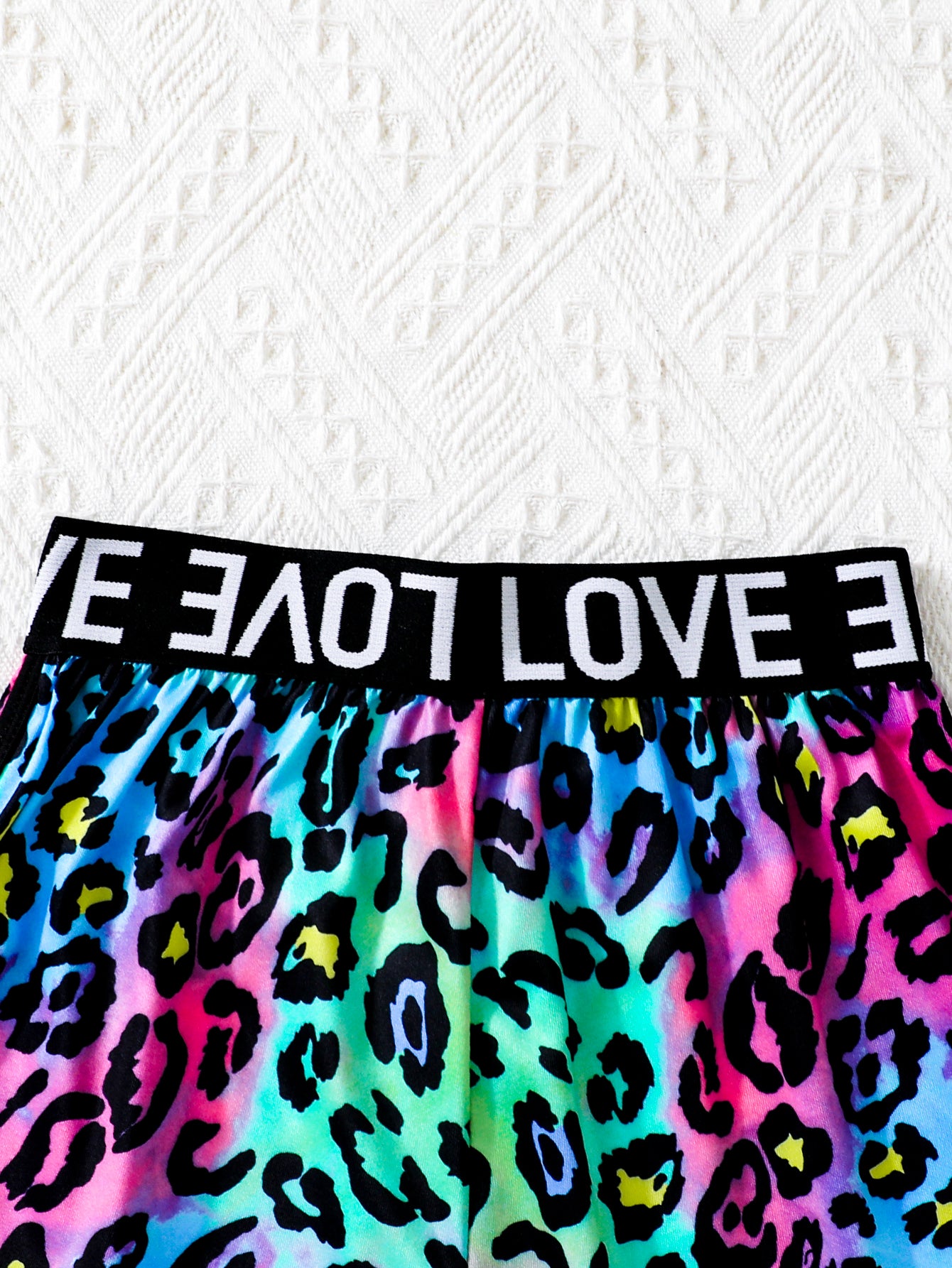 Girls' Neon Leopard Print Crop Top and Shorts Set Wholesale