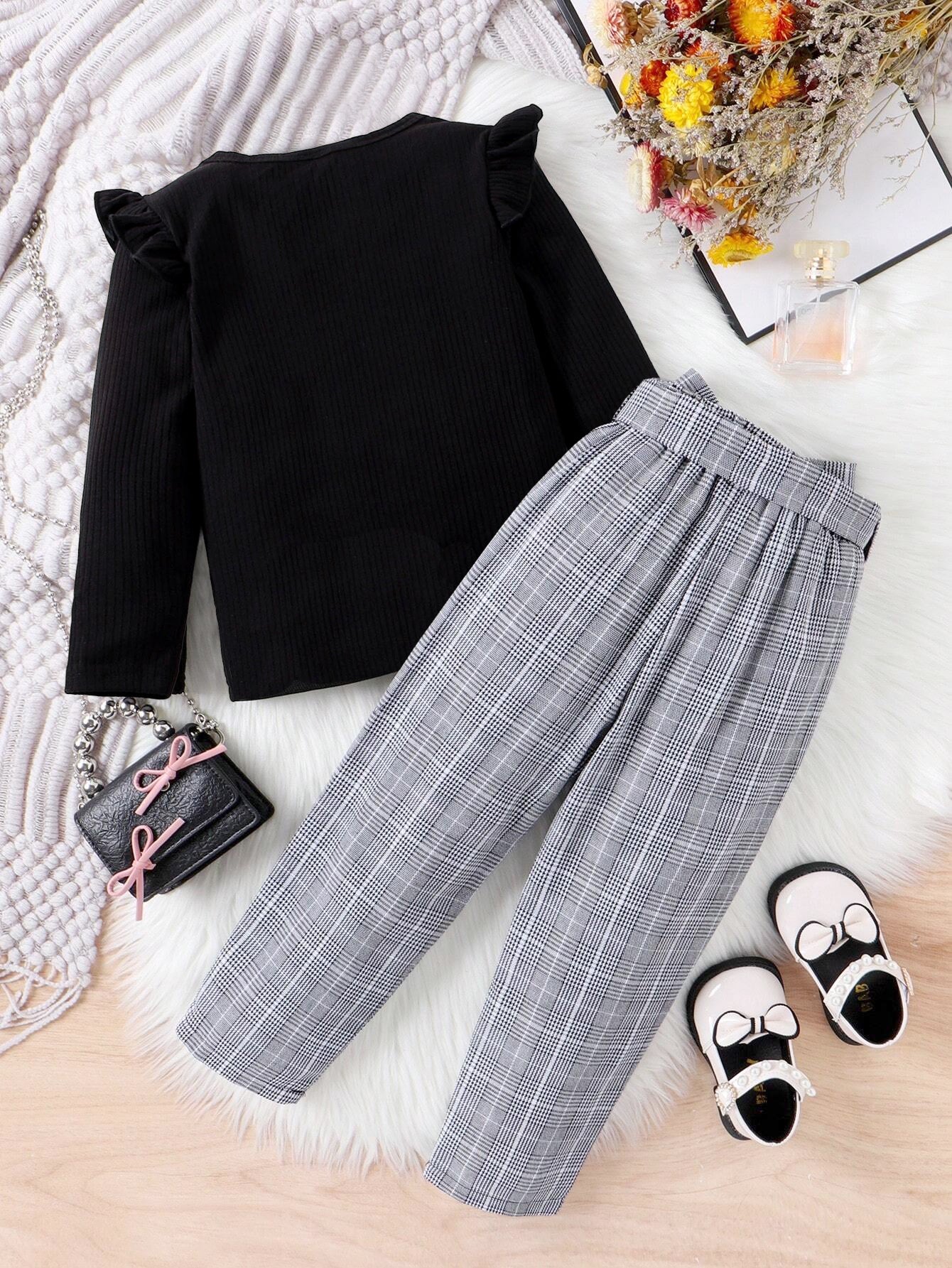 Girls'Ruffled Top Classic & Chic Outfit Wholesale