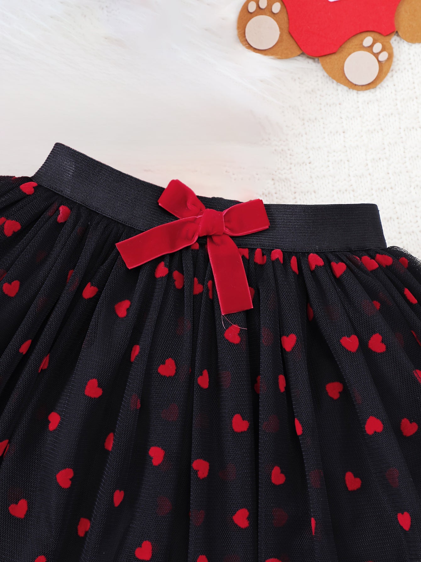 Girls' Red Halter Crop Top & Heart Tulle Skirt Set Wholesale