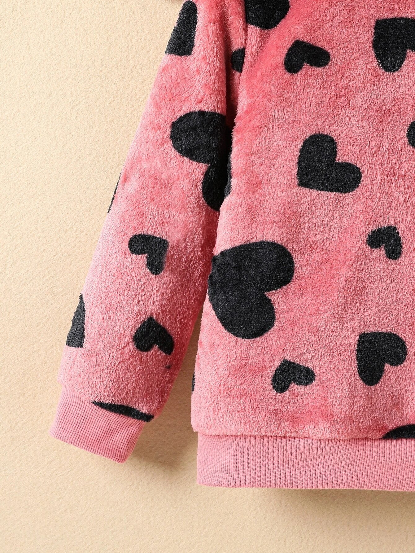 Heart Print Plush Sweatshirt & Leggings Set for Girls Wholesale