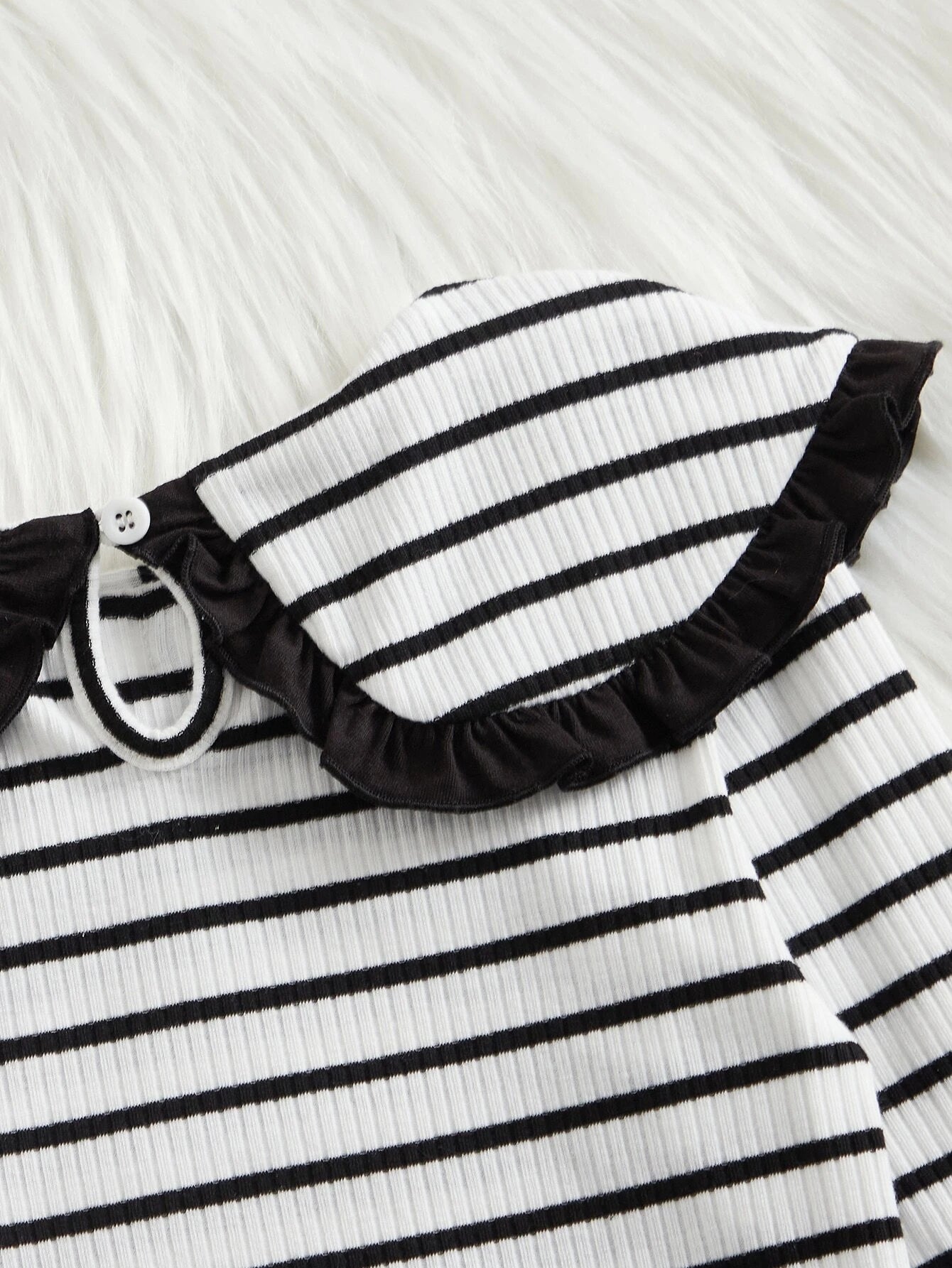 Girls’ Striped Ruffle Collar Top and Flared Pants Set Wholesale