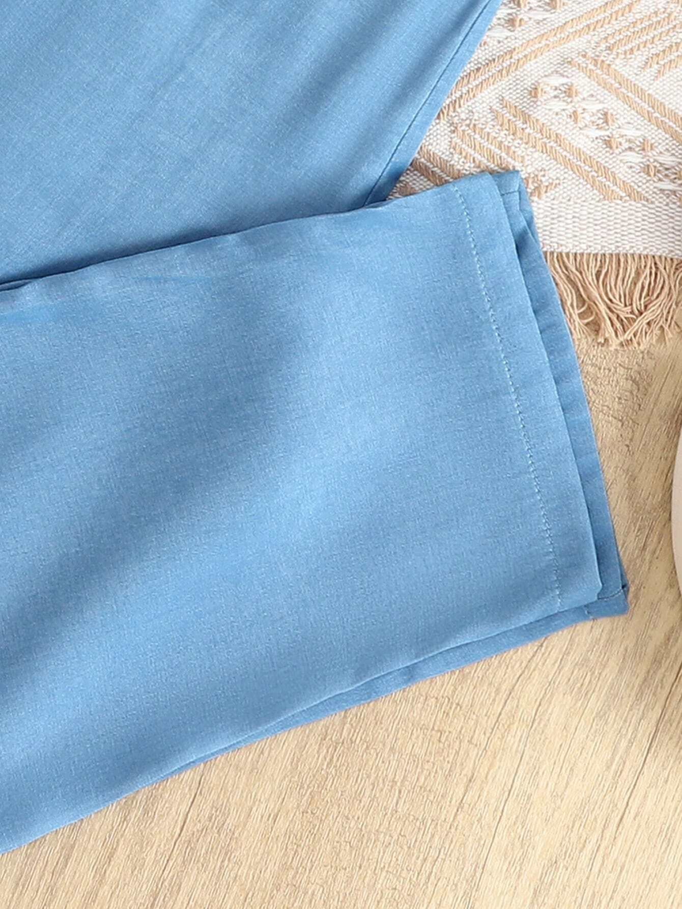Girls' Off-Shoulder Top & High-Waisted Belted Pants Set Wholesale