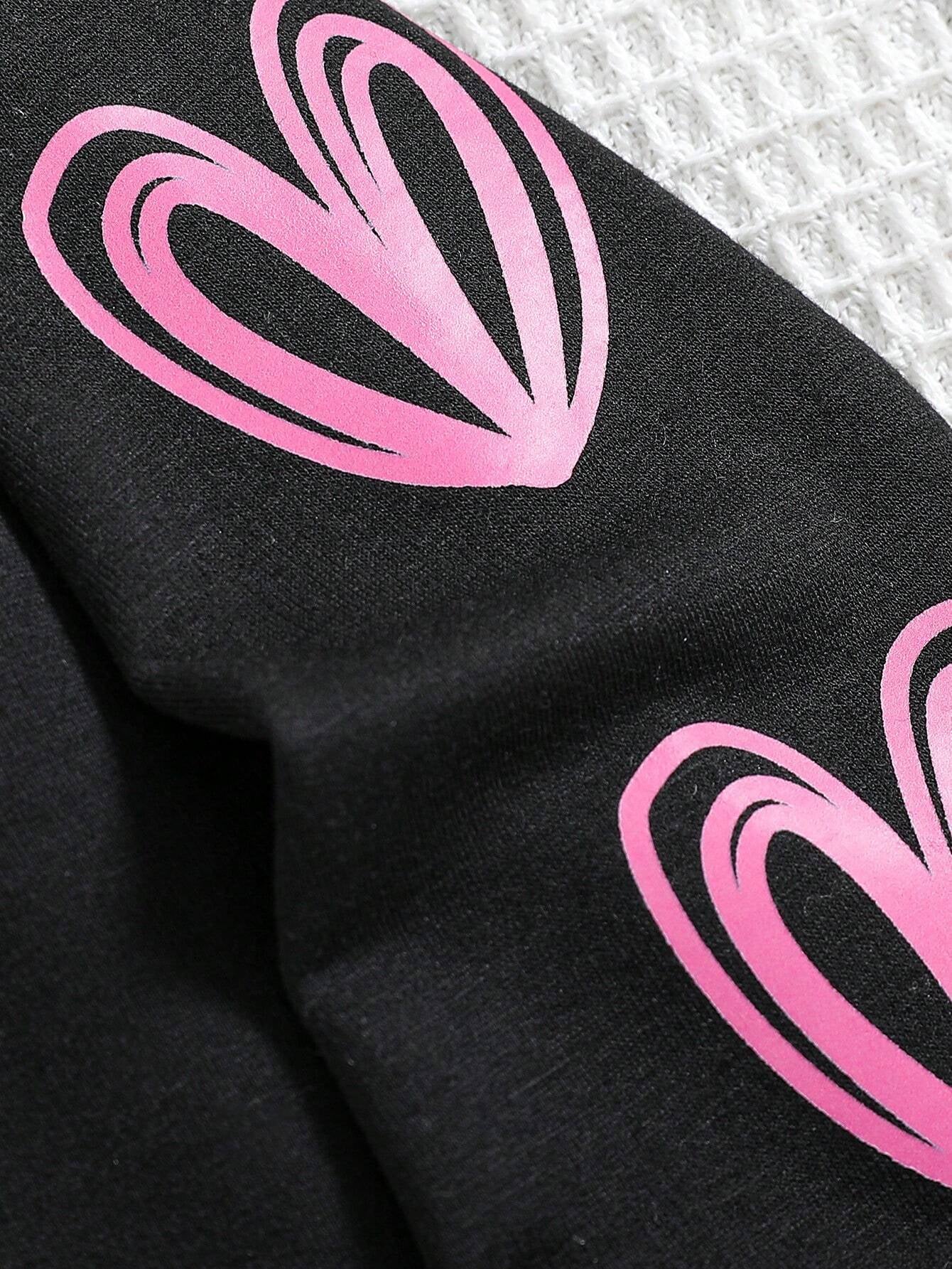 Girls' Gothic Spiderweb Heart Hoodie and Jogger Set Wholesale