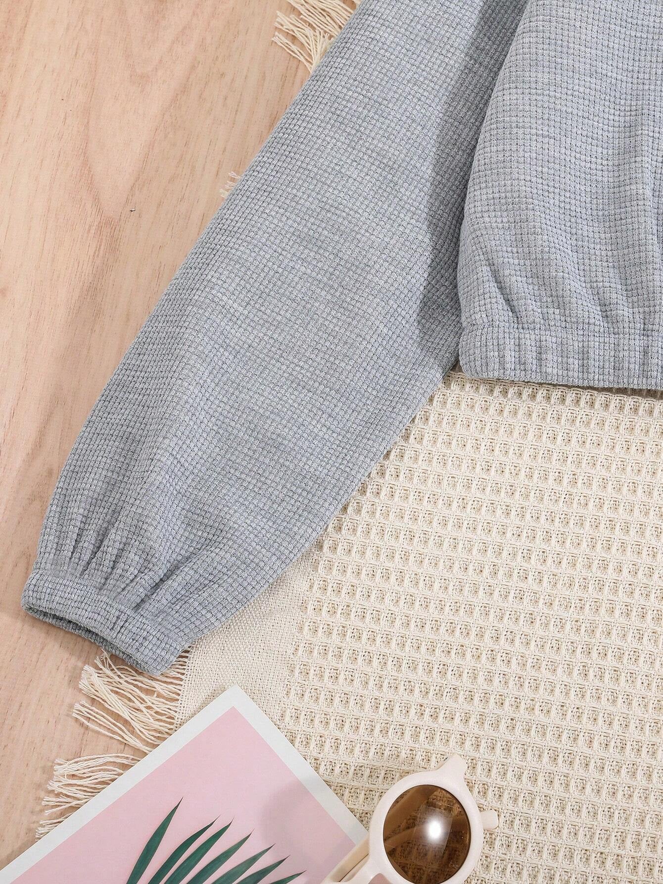 Girls' Casual Gray Hooded Zip-Up Jogger Set BeiLa Wholesale