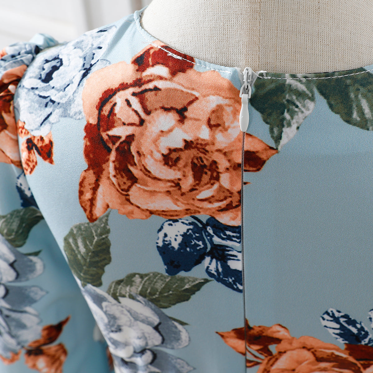 Girls' Blue Floral Long-Sleeve Maxi Dress Wholesale