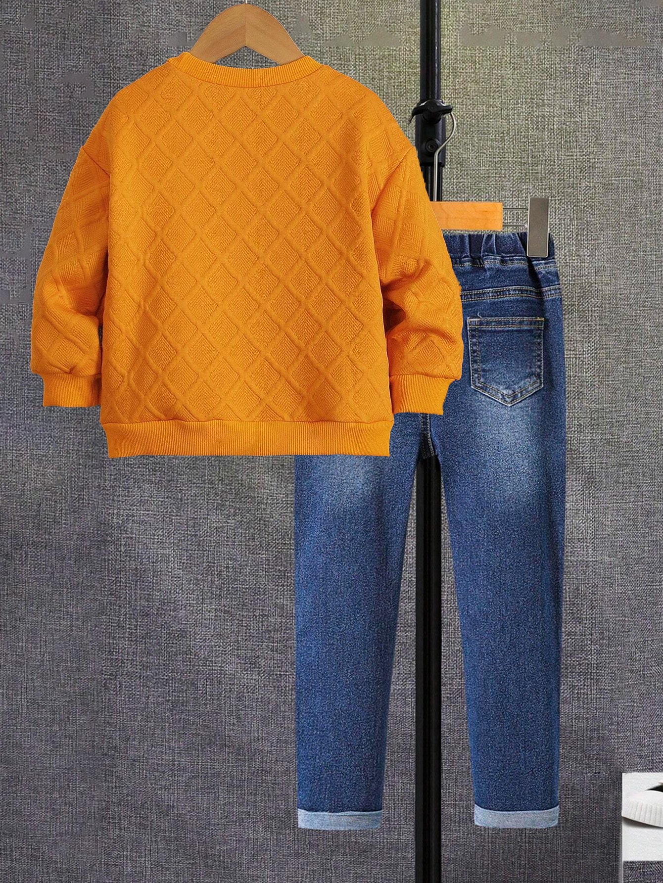 Boys' Quilted Sweatshirt & Denim Jeans Set Wholesale