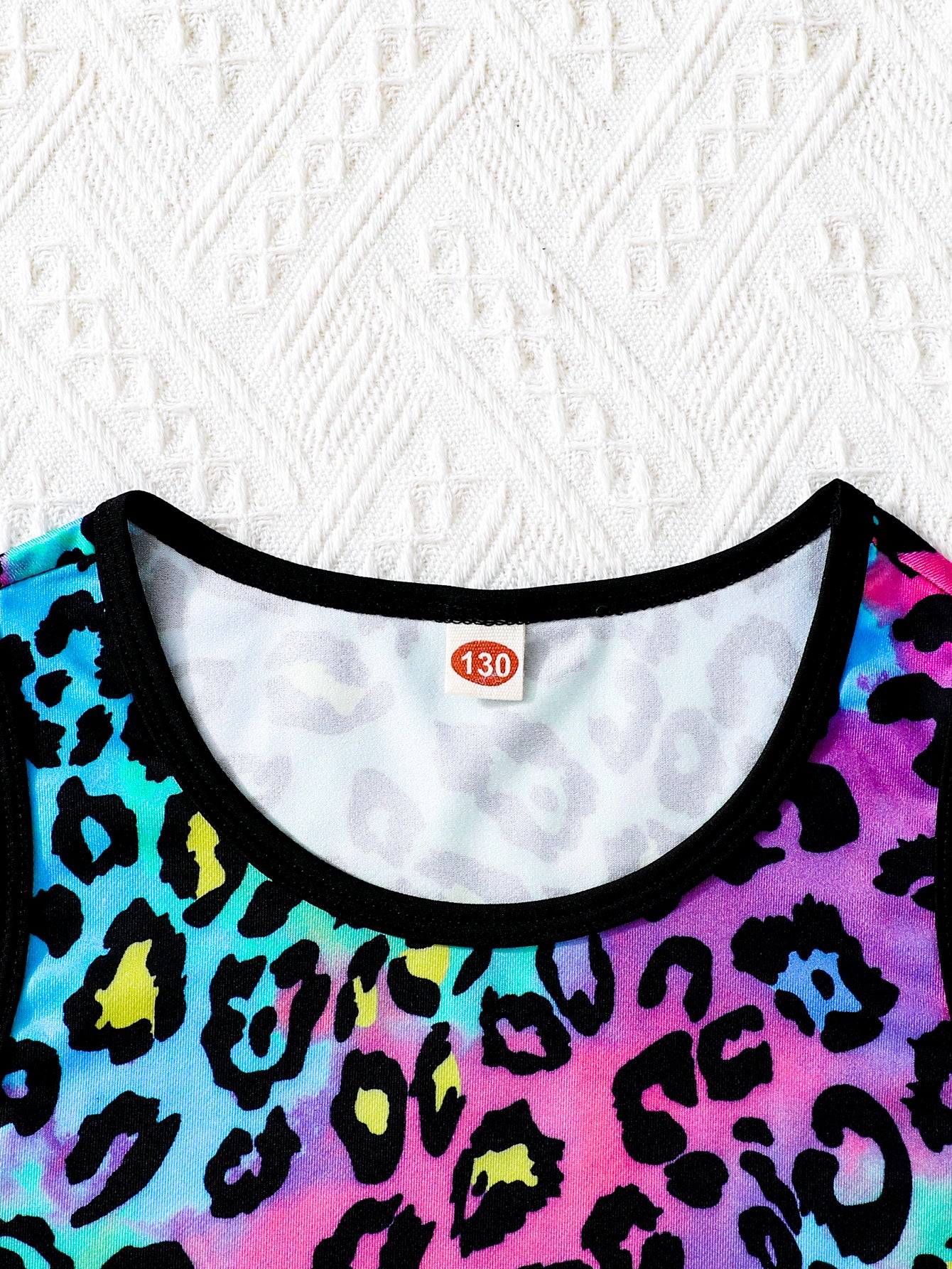 Girls' Neon Leopard Print Crop Top and Shorts Set Wholesale