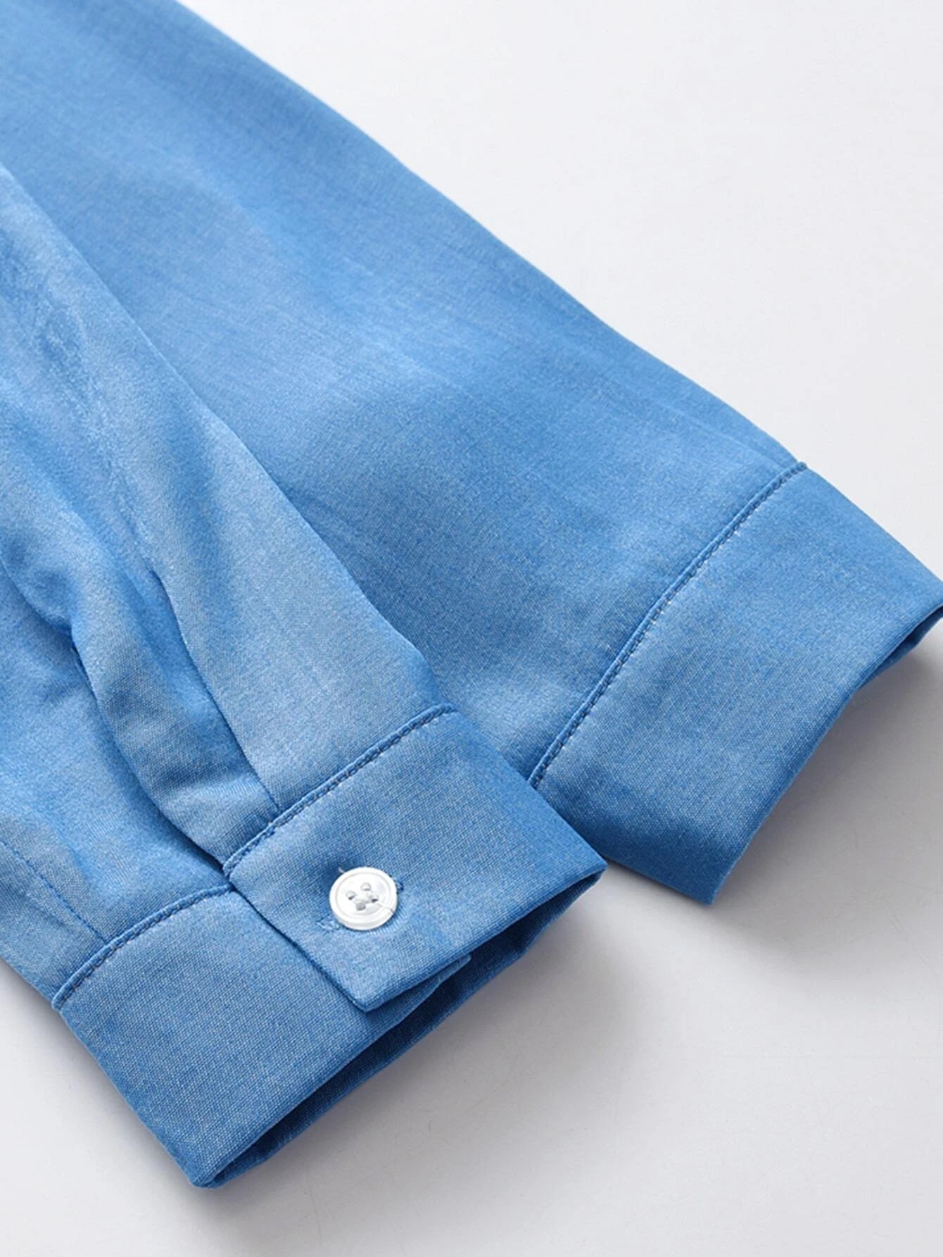 Girls' Blue Button-Up Shirt and Black Ribbed Jumpsuit Set Wholesale