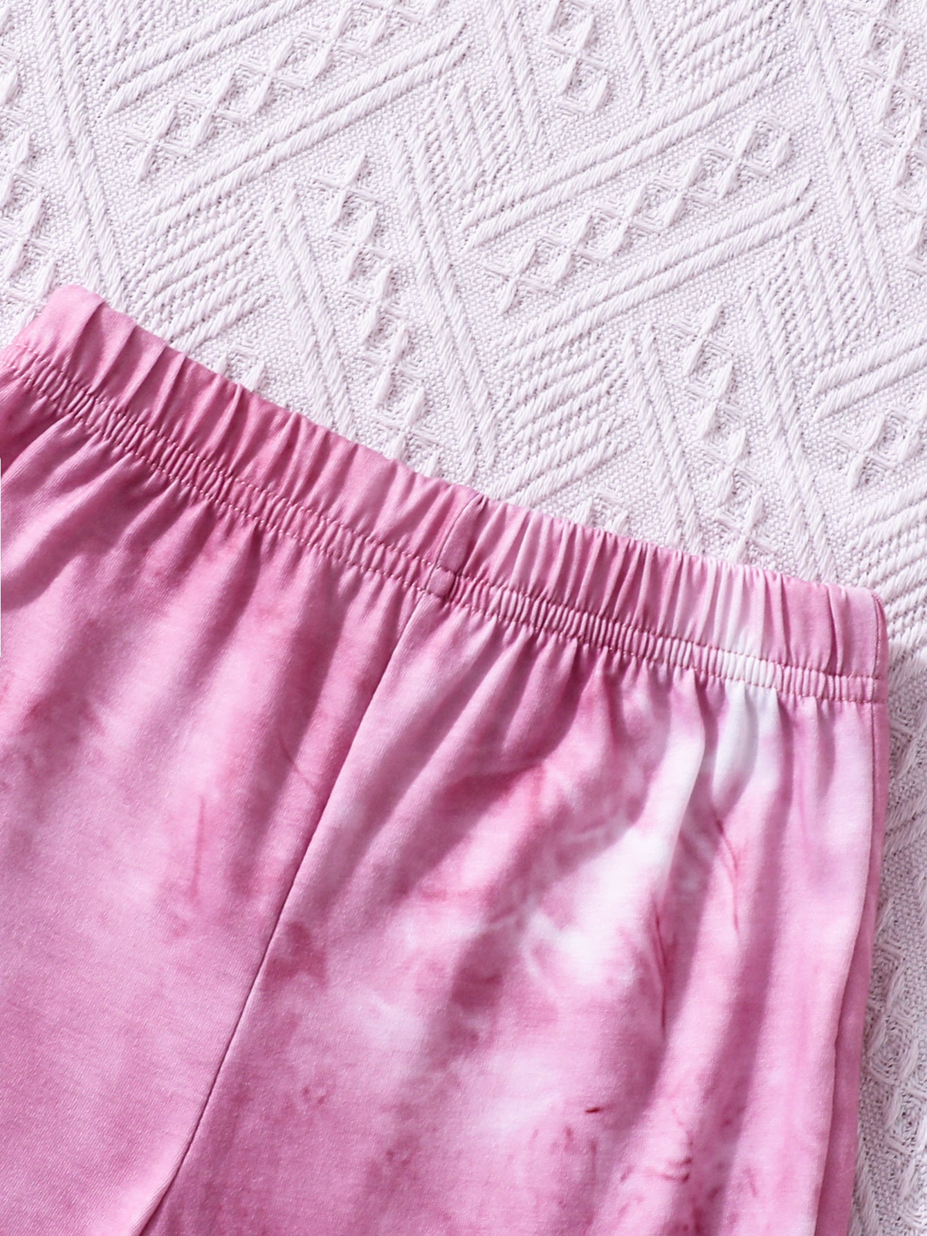 Girls' Pink Tie-Dye Ruffled Tank Top & Wide-Leg Pants Set Wholesale