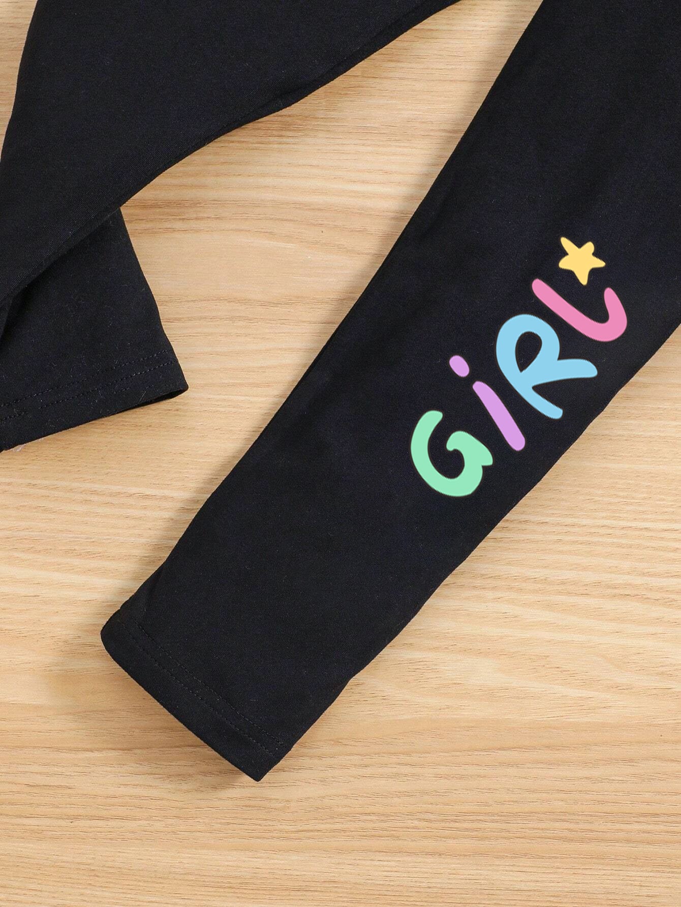 Girls' Pink Fun Girl Sweatshirt & Black Leggings Set Wholesale