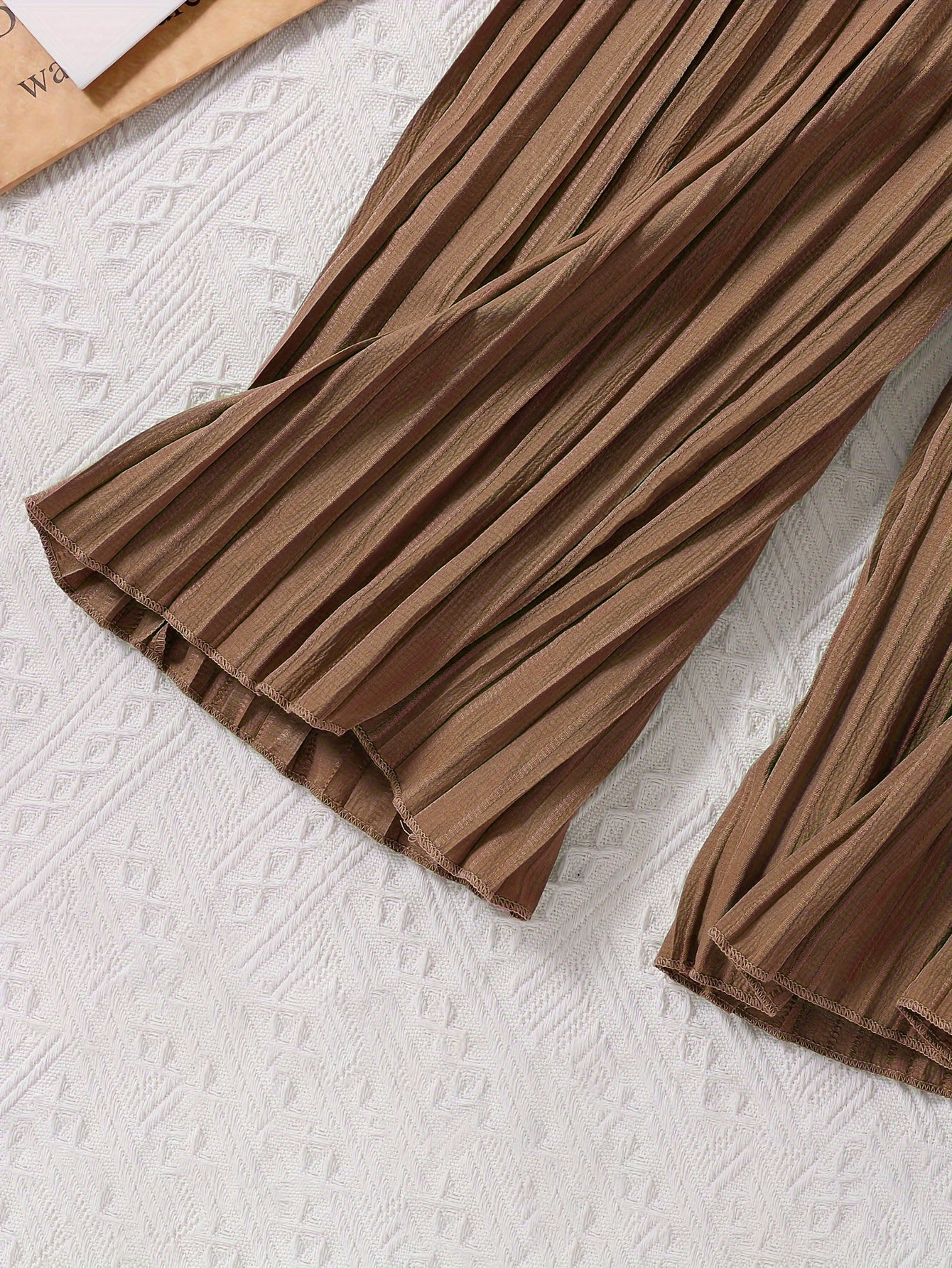 Girl’s Chic Cold-Shoulder Top & Pleated Wide-Leg Pants Set Wholesale