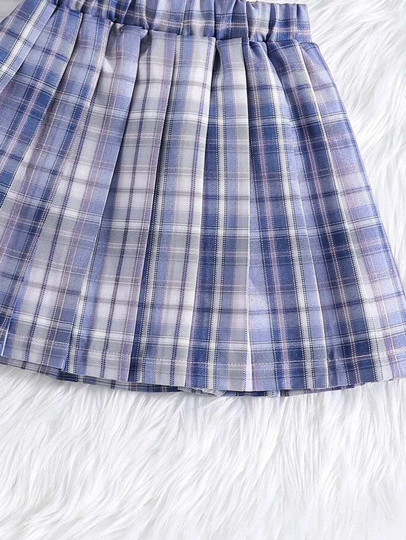 Girls' Cool Graphic Sweatshirt and Plaid Pleated Skirt Set BeiLa Wholesale