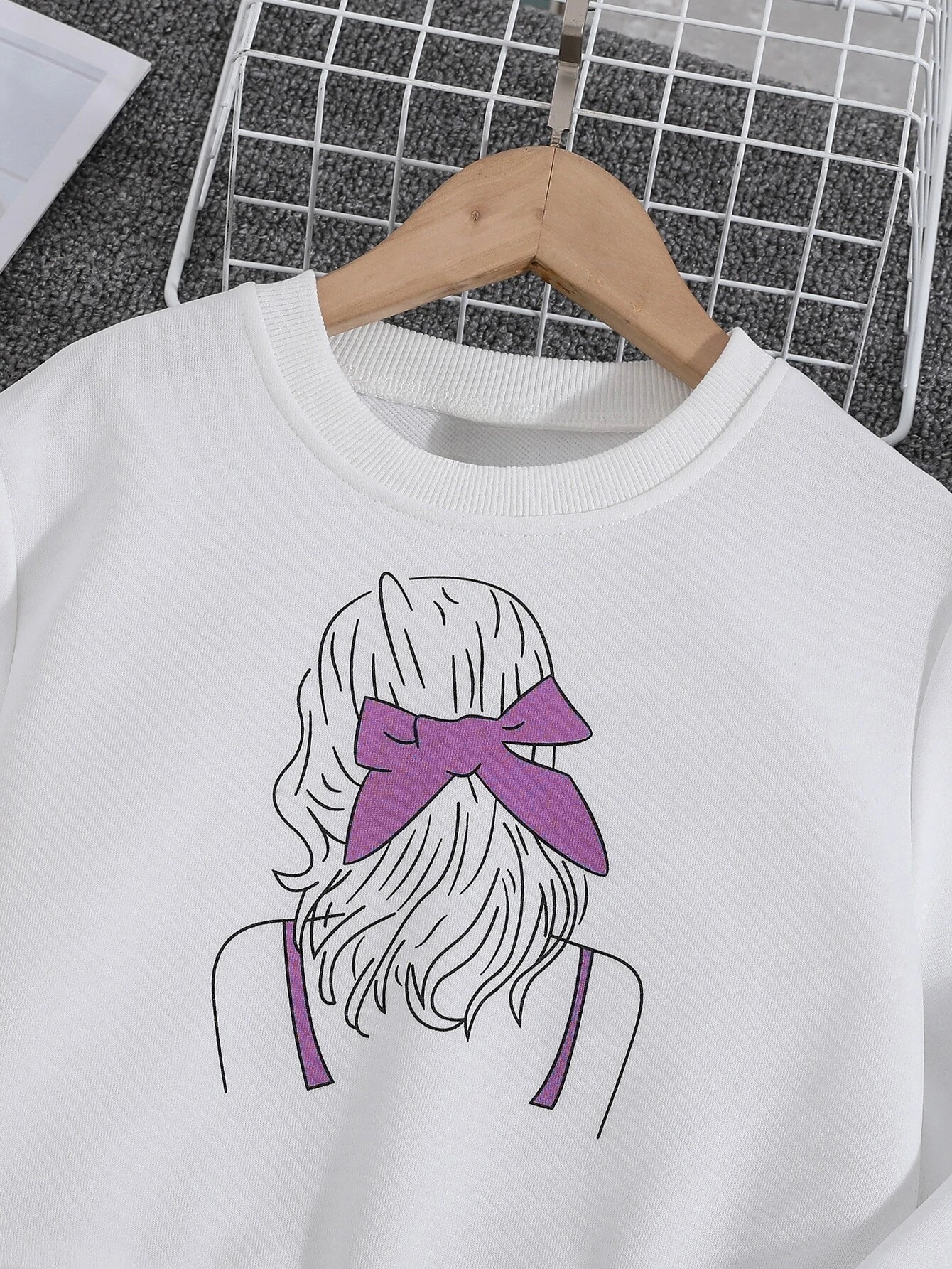 Girls' Graphic Print Sweatshirt and Pleated Midi Skirt Set Wholesale