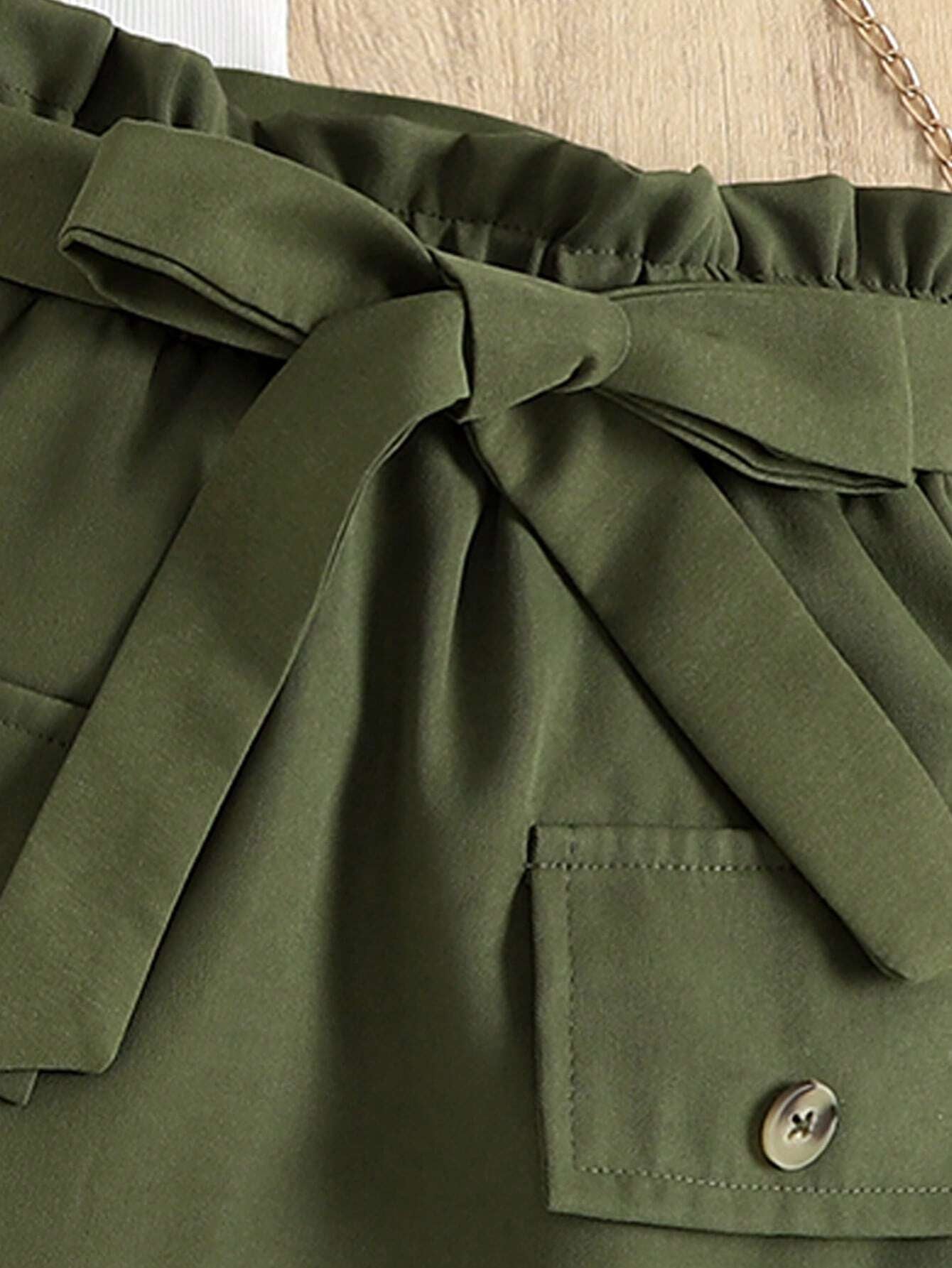 Girls' Sleeveless Top & High-Waisted Skirt Set Wholesale
