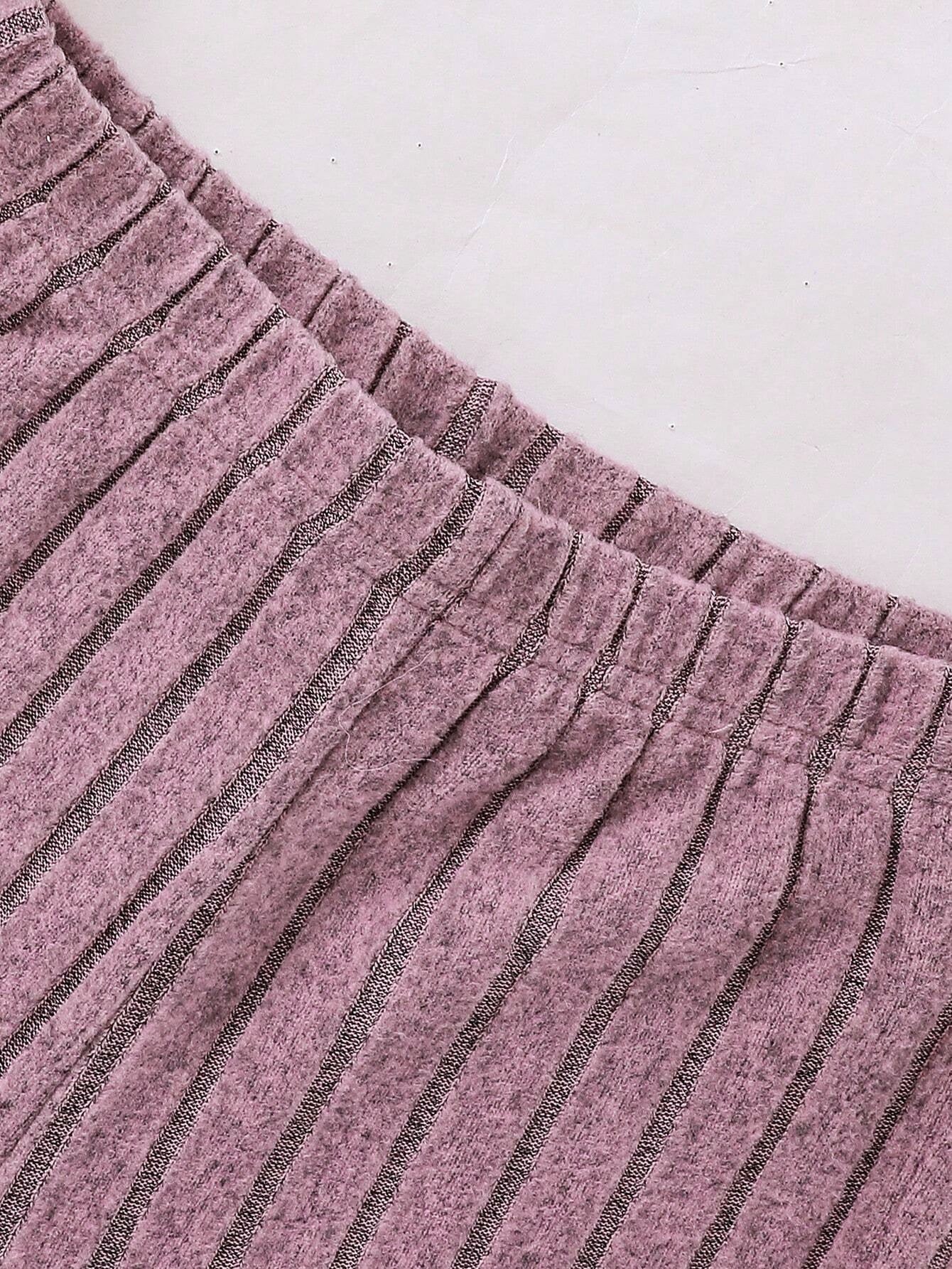 Girls' Ribbed Off-Shoulder Top & Flared Pants Set Wholesale