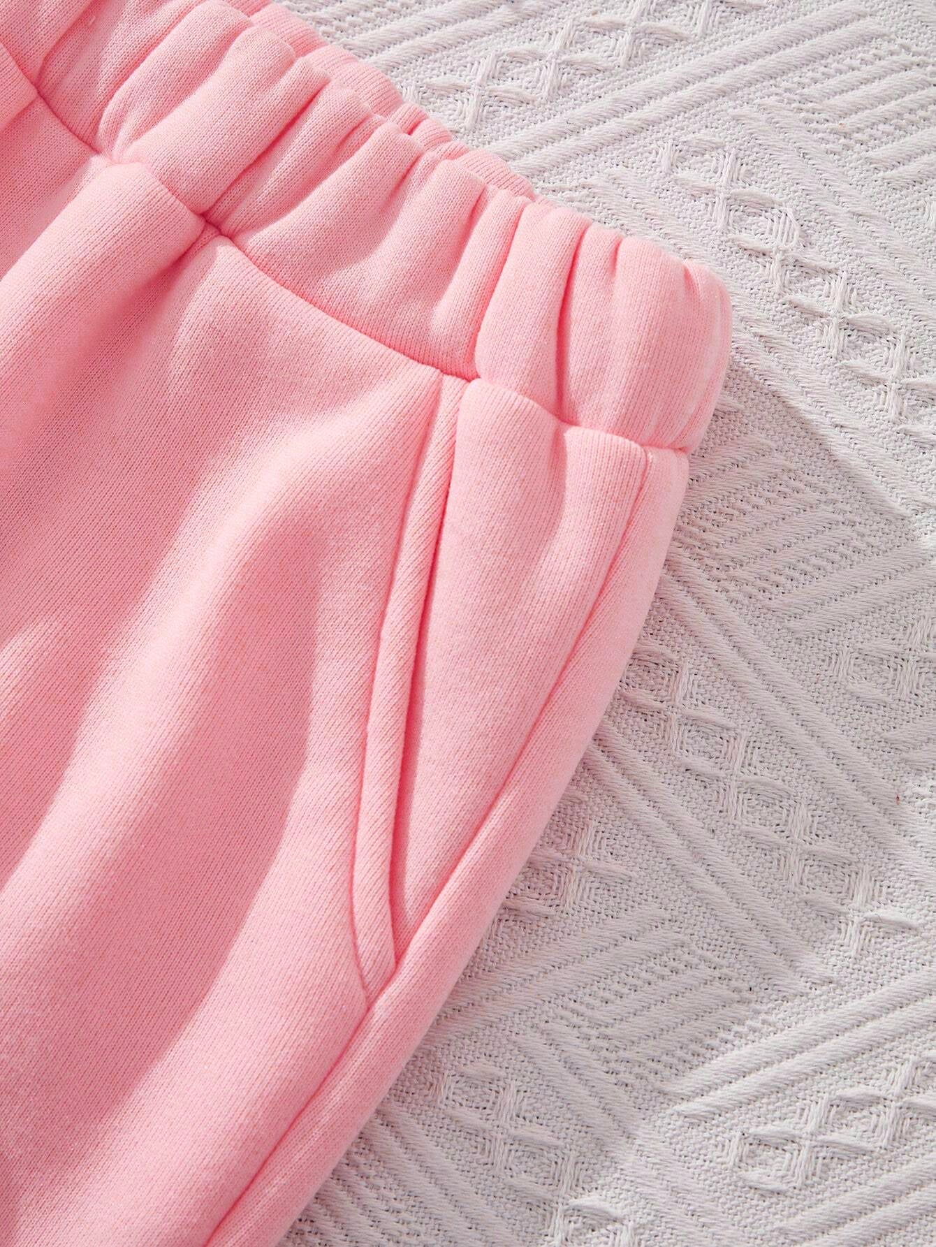 Adorable Pink Winking Cat Sweatshirt & Jogger Set for Girls Wholesale