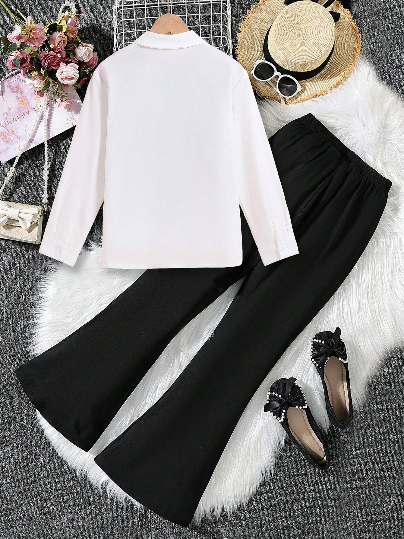 Stylish Black & White Collared Toddler Outfit