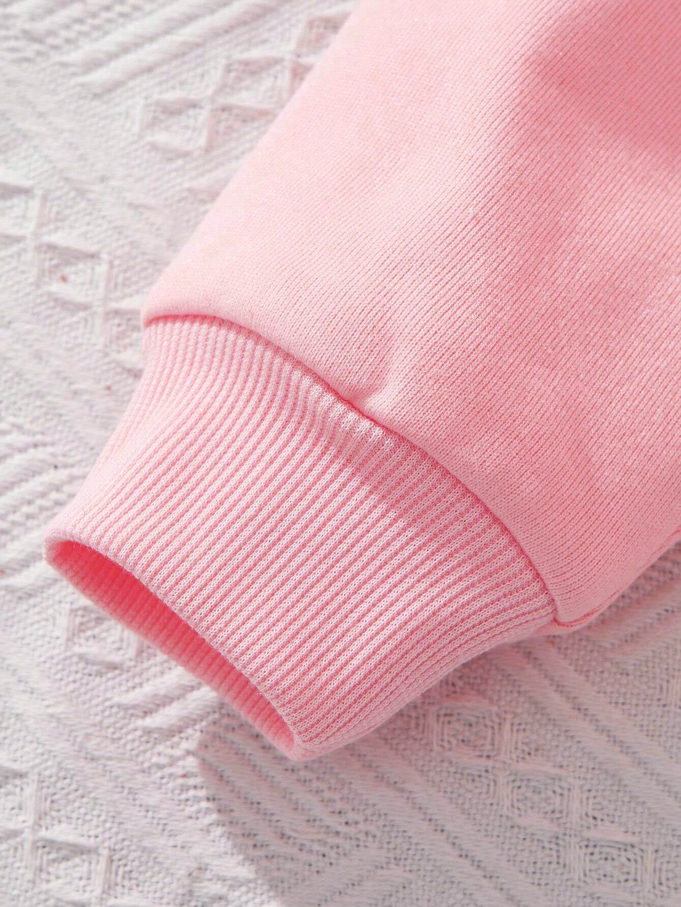 Adorable Pink Winking Cat Sweatshirt & Jogger Set for Girls Wholesale
