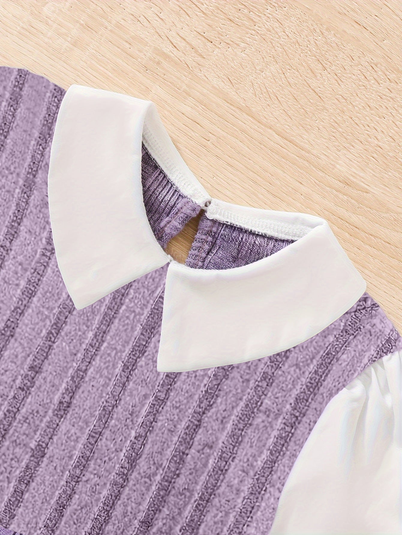 Lavender Ribbed Knit Peplum Top & Flared Pants Set for Girls