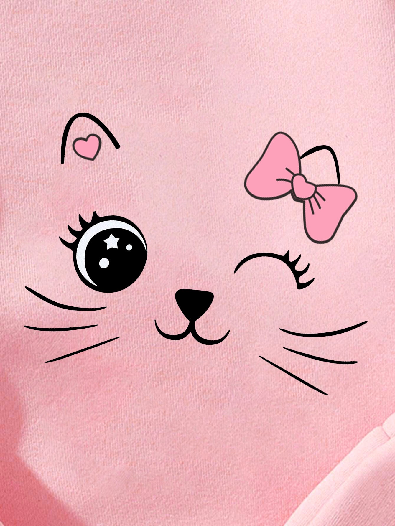 Adorable Pink Winking Cat Sweatshirt & Jogger Set for Girls Wholesale