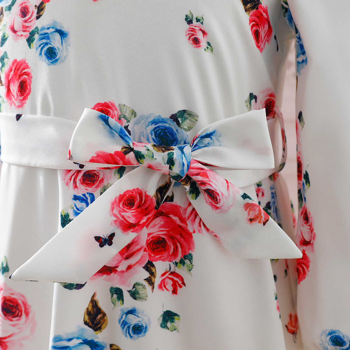 Girls' White and Pink Rose Tiered Dress Wholesale