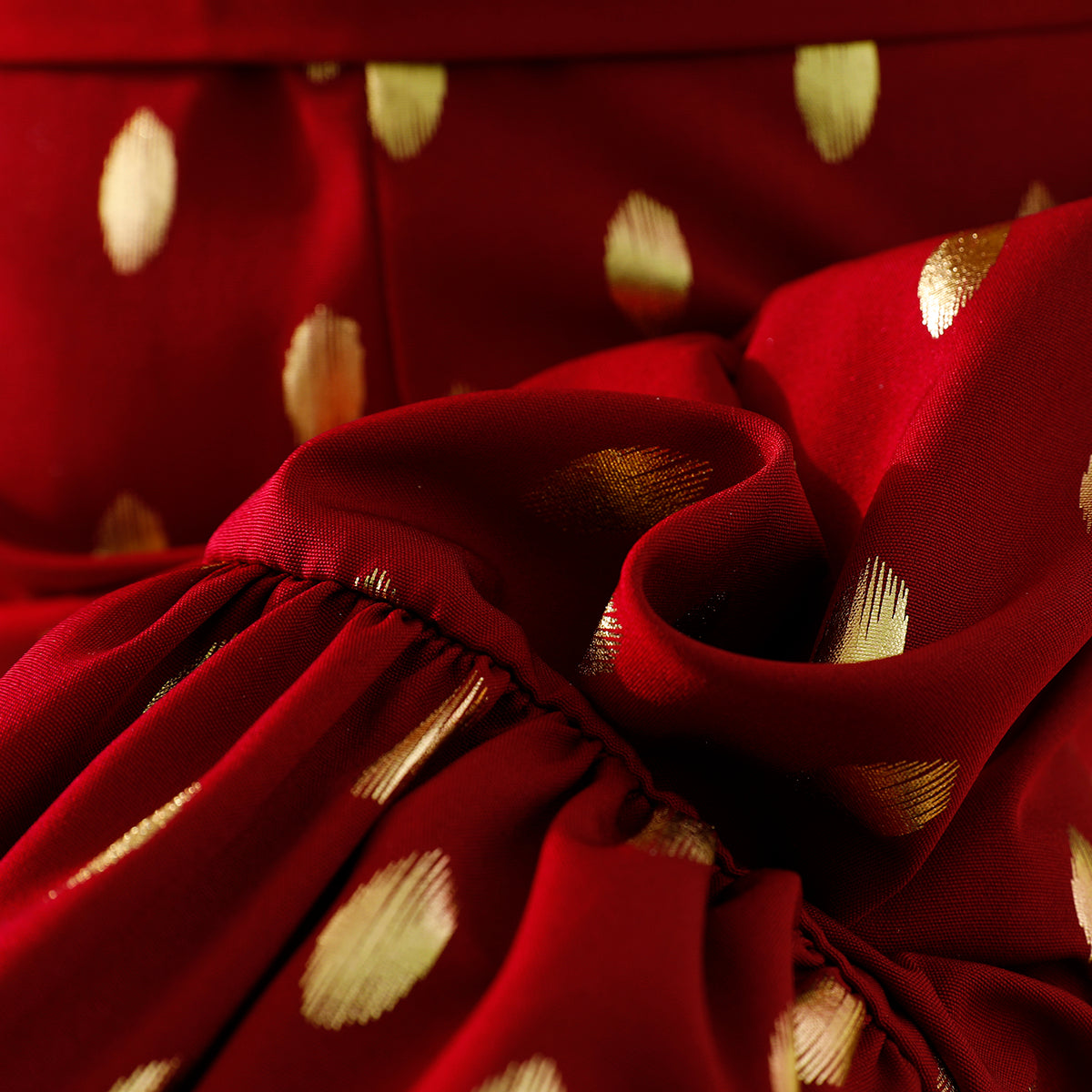 Girls' Burgundy Gold Polka Dot Maxi Dress with Waist Bow Wholesale