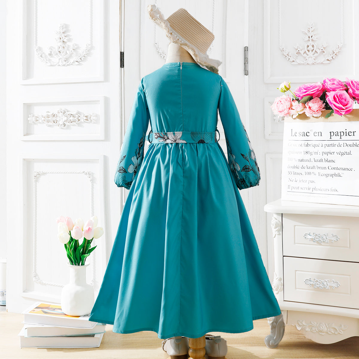 irls' Long-Sleeve Floral Maxi Dress Wholesale