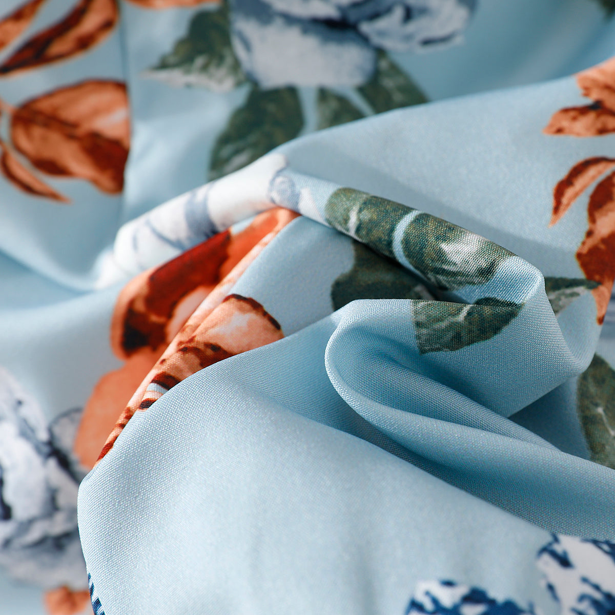 Girls' Blue Floral Long-Sleeve Maxi Dress Wholesale