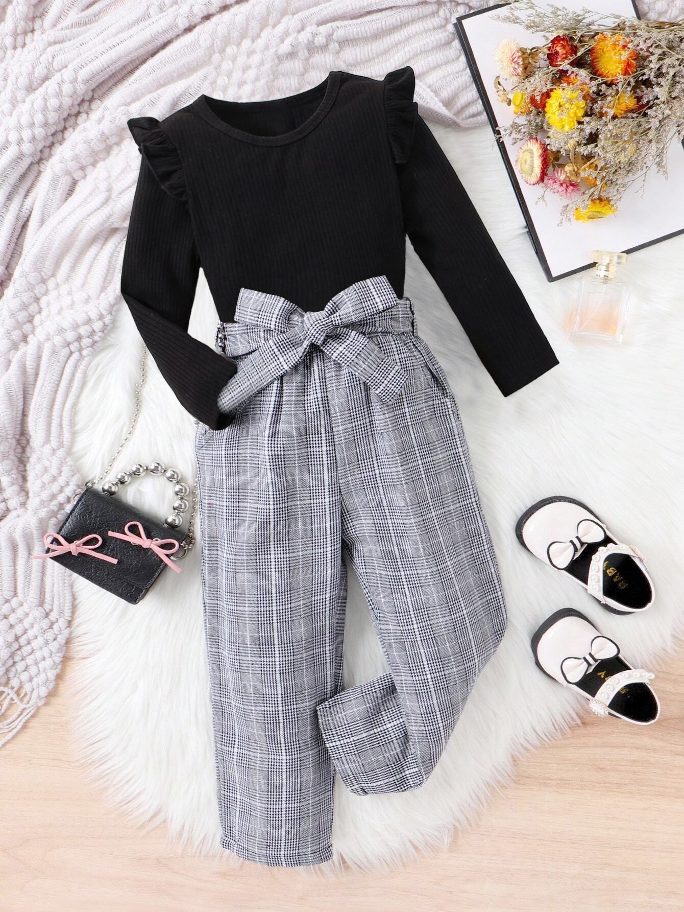 Girls'Ruffled Top Classic & Chic Outfit Wholesale