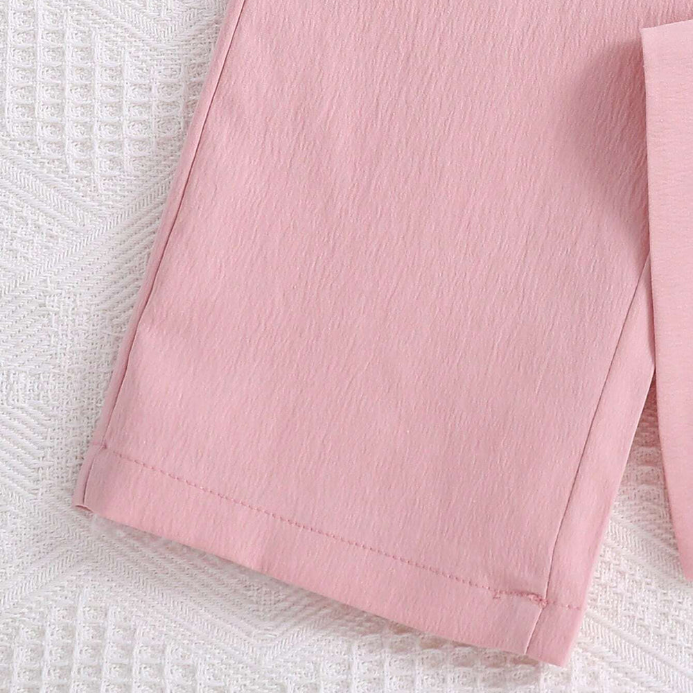 Girls' Floral Ruffle Blouse & Pink High-Waisted Pants Set Wholesale