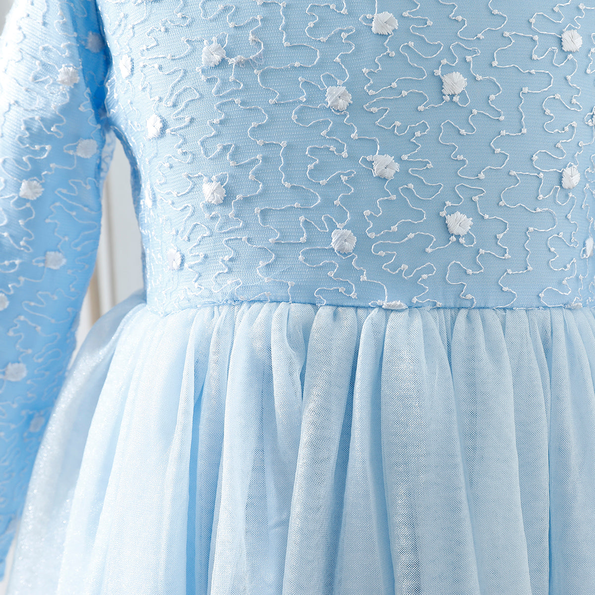 Girls' Blue Tulle Dress with Embroidered Bodice Wholesale