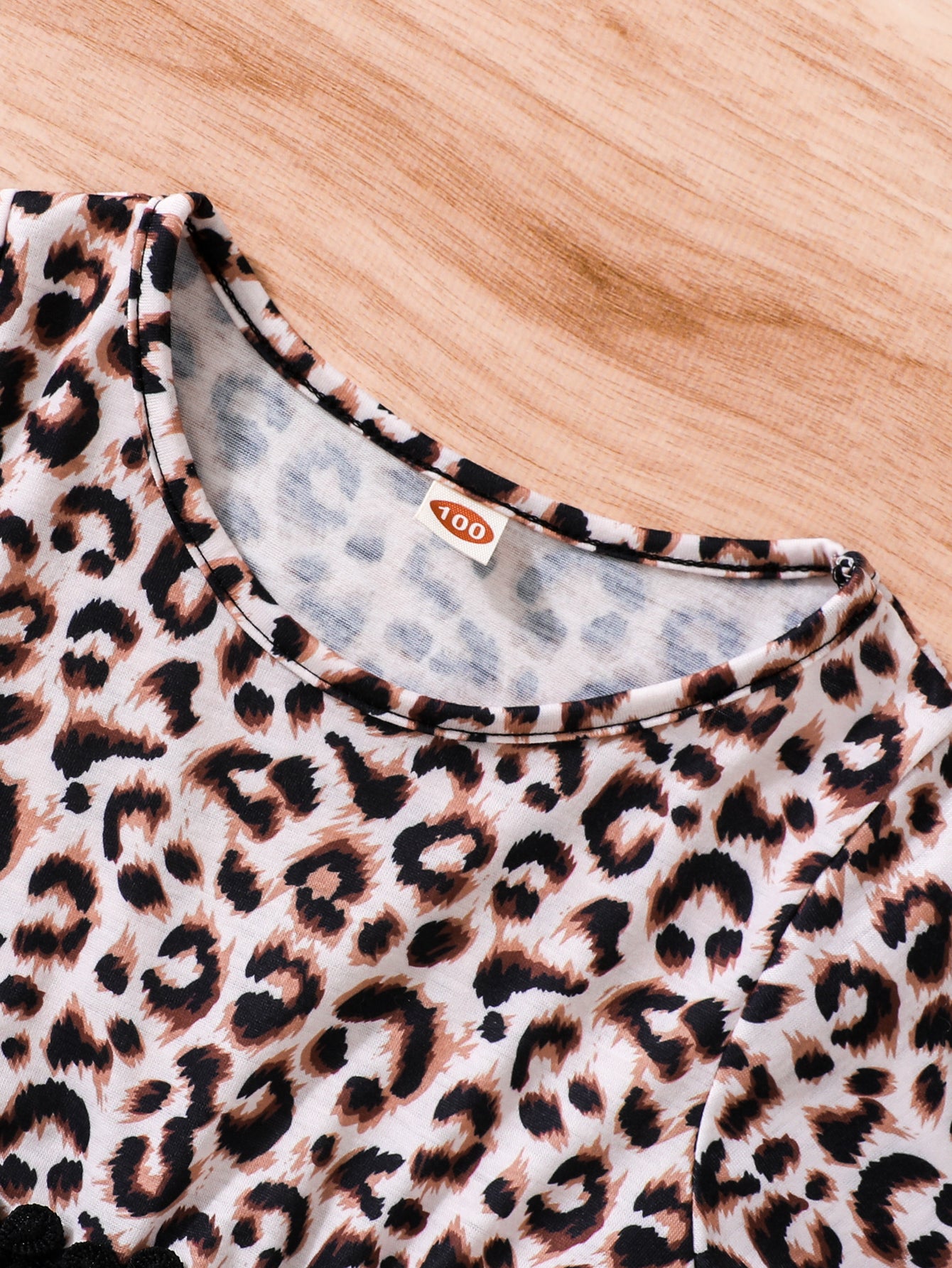 Girls' Leopard Print Dress with Flared Sleeves Wholesale