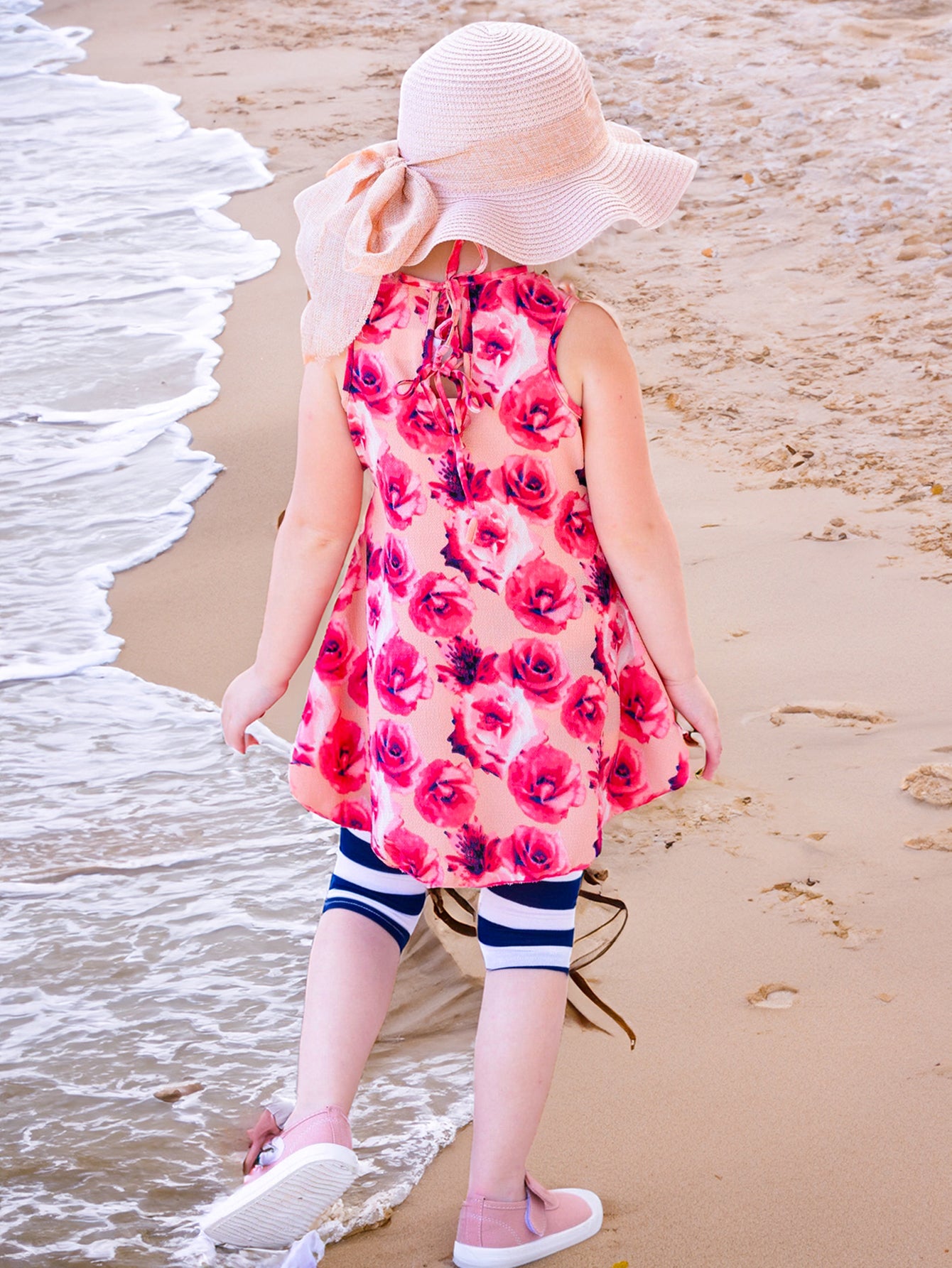 Girls' Floral Top & Striped Leggings Set Wholesale