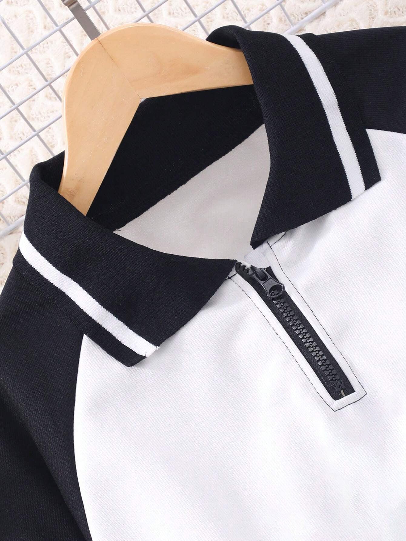Polo Sweatshirt & Flared Track Pants Set for Girls