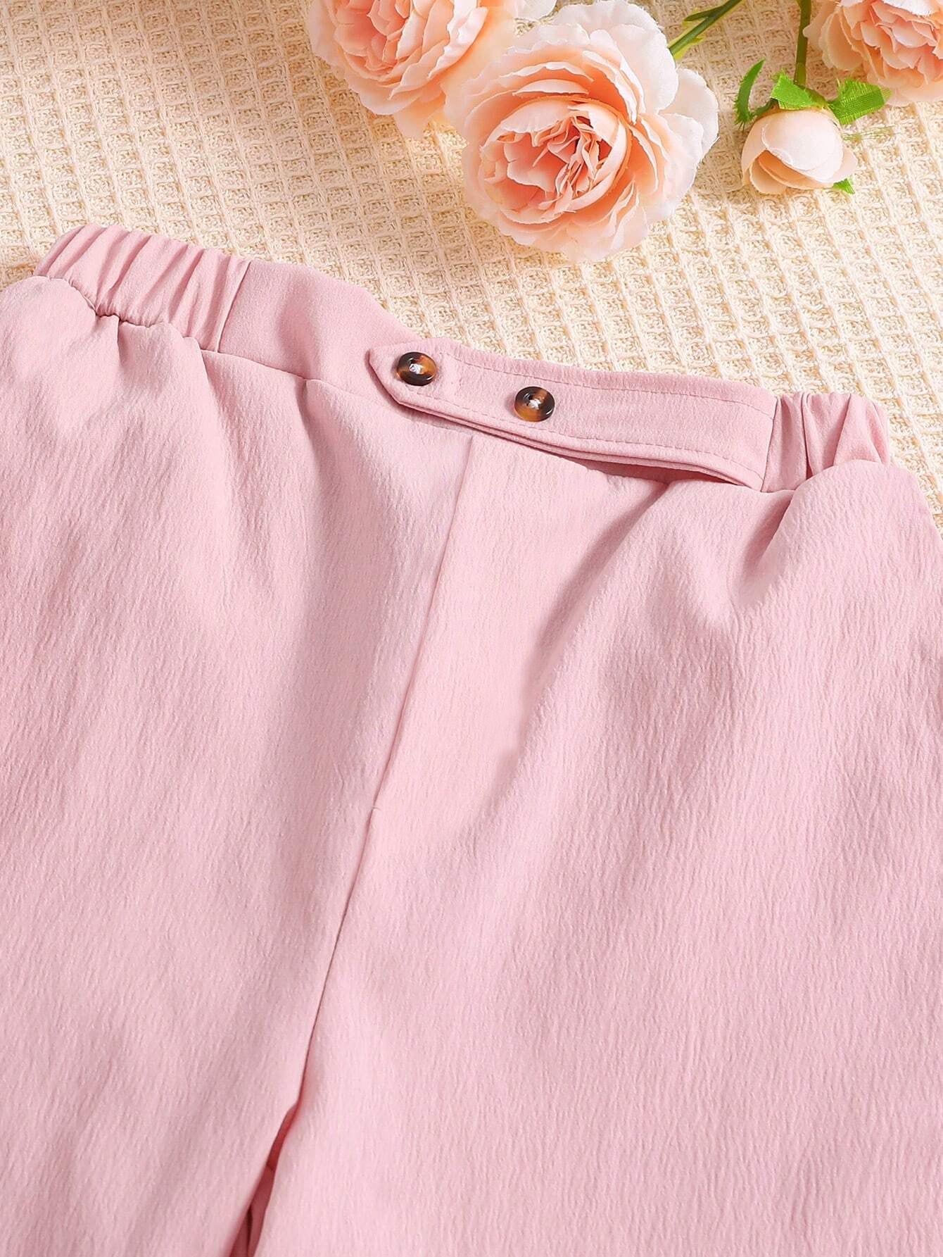 Girls' Three-Piece Pink Vest,Pants & Mock Neck Top Set Wholesale