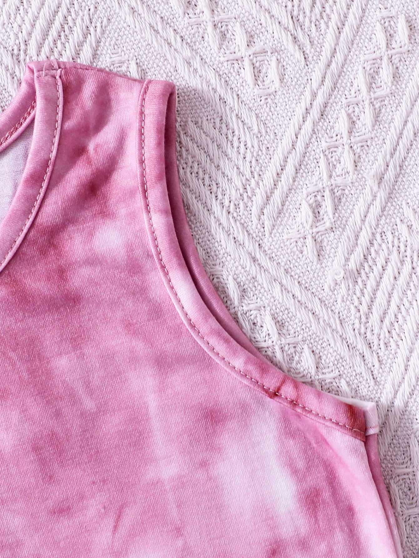 Girls' Pink Tie-Dye Ruffled Tank Top & Wide-Leg Pants Set Wholesale