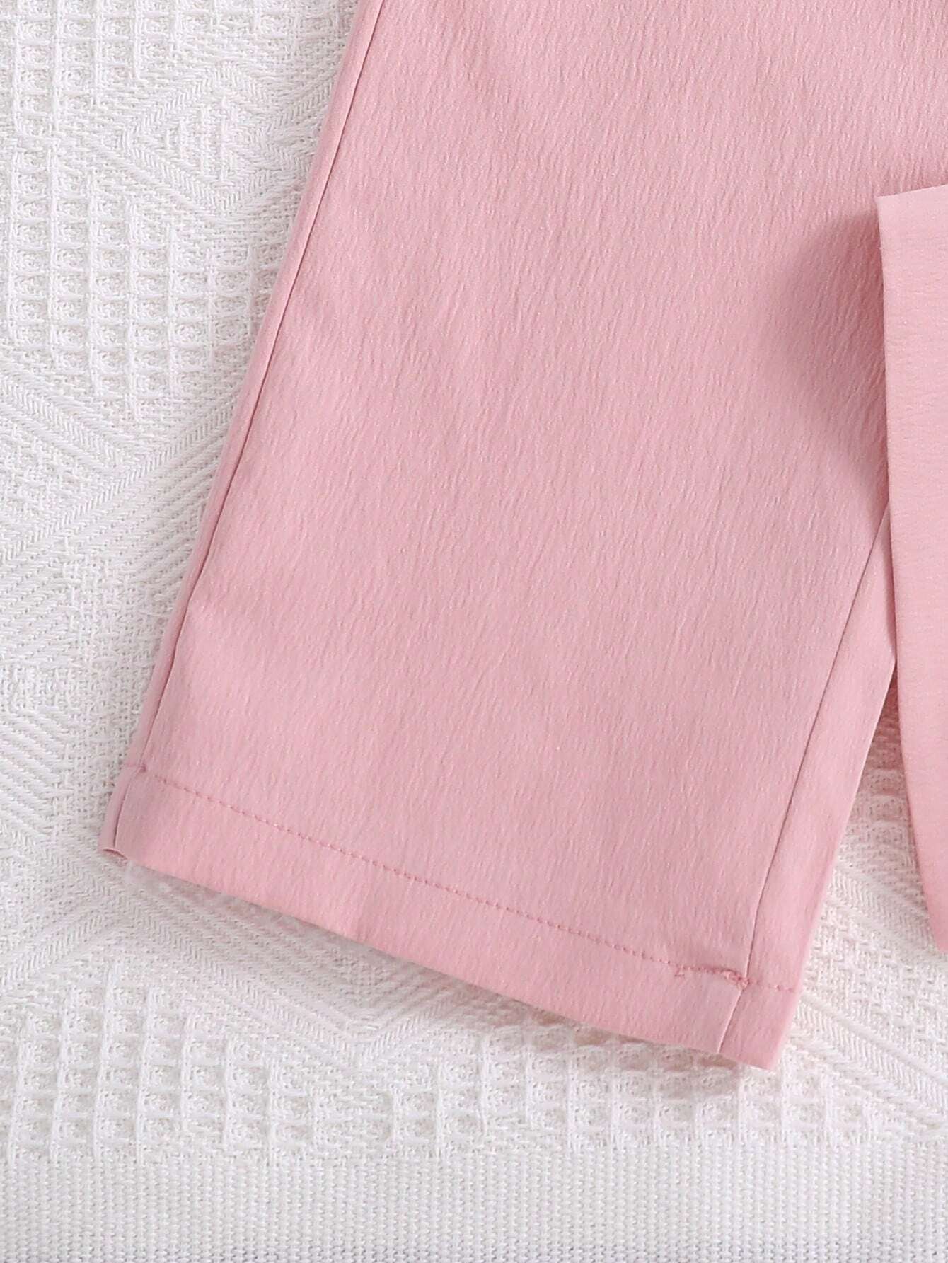 Girls' Three-Piece Pink Vest,Pants & Mock Neck Top Set Wholesale