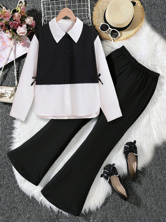 Stylish Black & White Collared Toddler Outfit