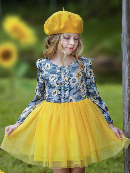 Sunflower Camouflage Tutu Dress Wholesale