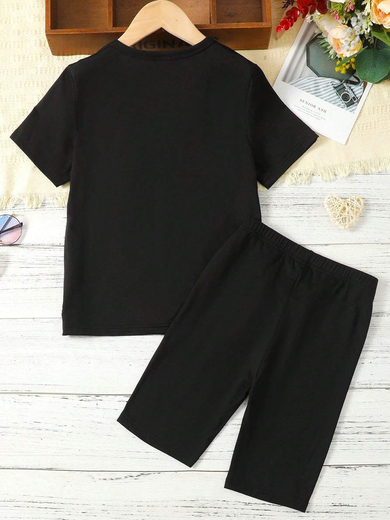 "Cute Bear" Graphic Tee & Shorts Set for Girls Wholesale