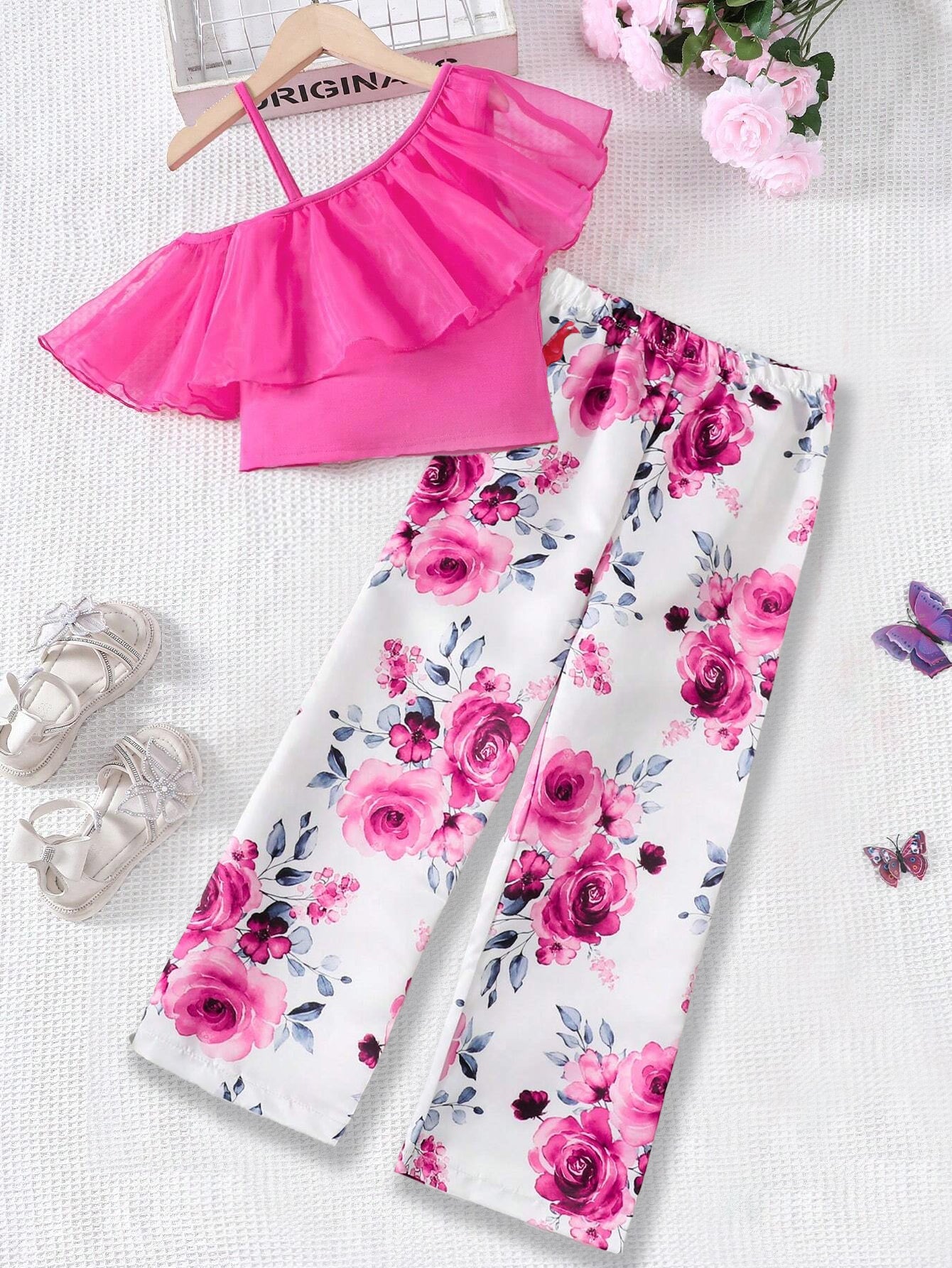 Vibrant Pink Floral Two-Piece Set