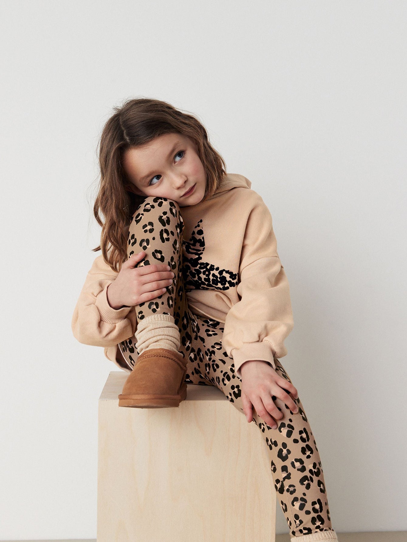 Girls'Star Hoodie & Leopard Leggings Set Wholesale