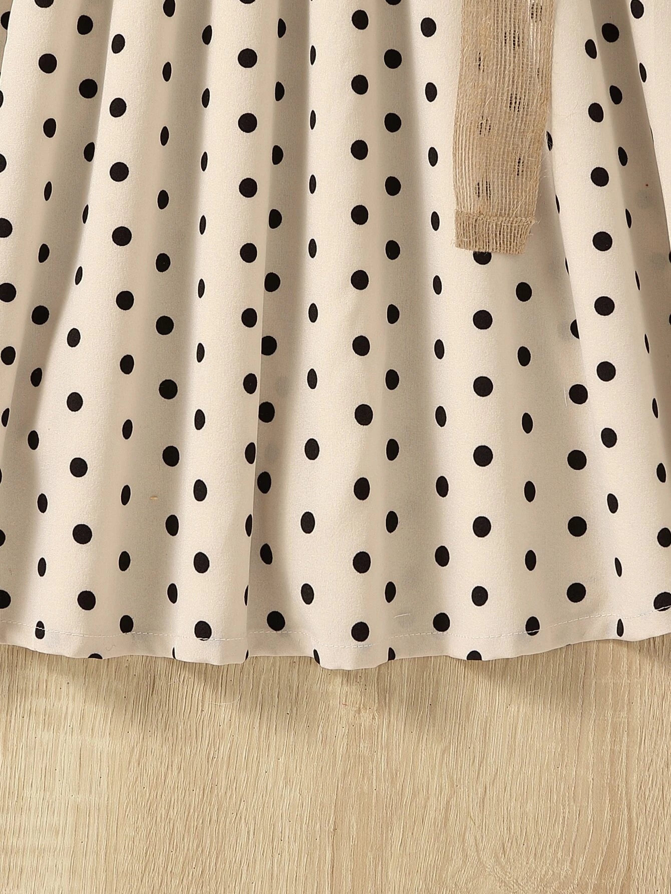 Girls' Ruffled Long Sleeve Polka Dot Dress with Belt Wholesale