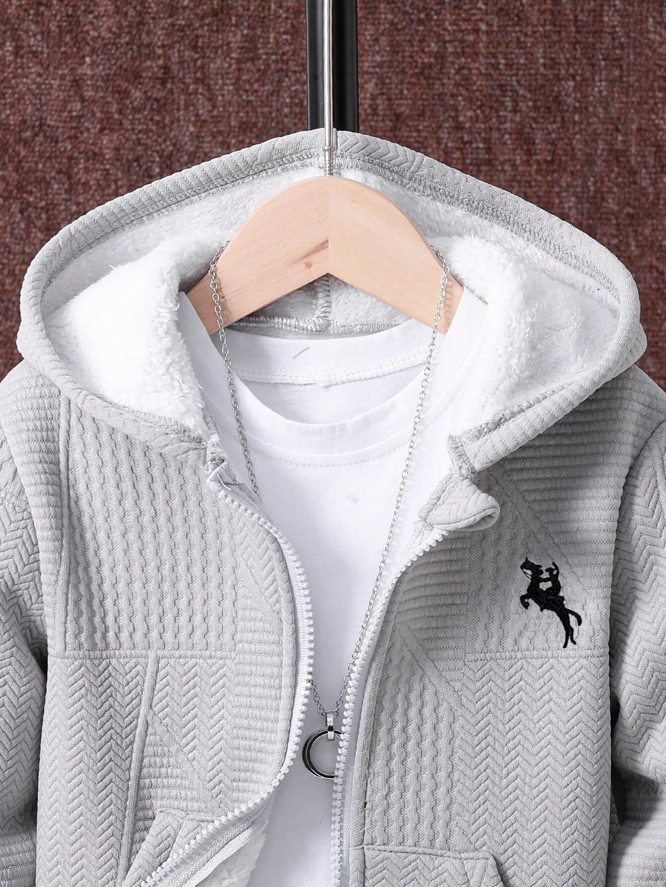 Cozy Fleece-Lined Quilted Hoodie and Jogger Set for Boys Wholesale