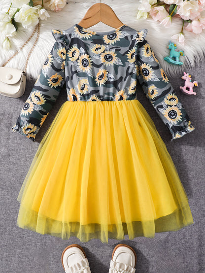 Sunflower Camouflage Tutu Dress Wholesale