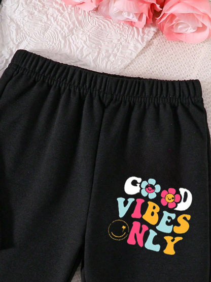 Girls' Graphic Tee and Flared Pants Set Wholesale