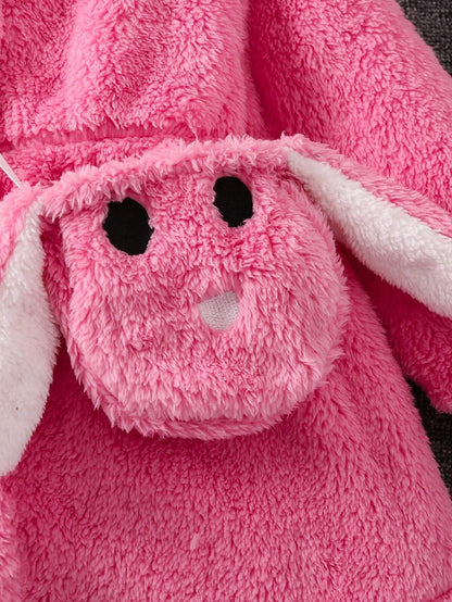 Adorable Pink Plush Toddler Coat with Cute Bunny Purse Wholesale