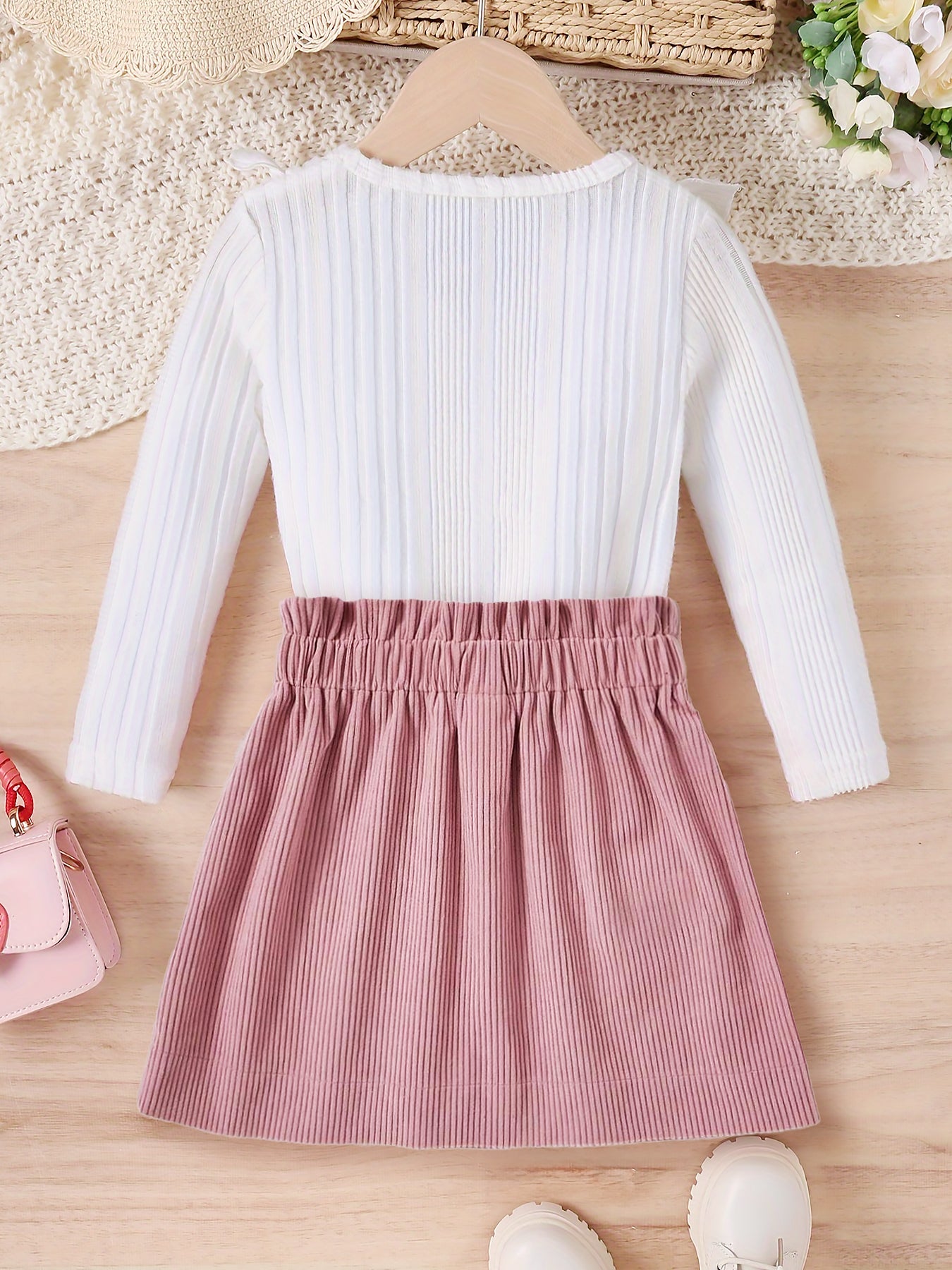 Two-piece Ruffled Long-sleeve Top and Skirt Set