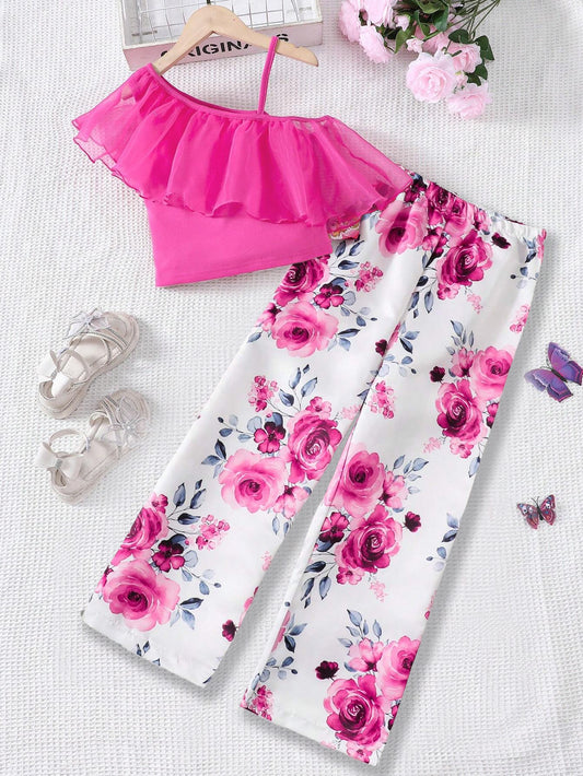 Vibrant Pink Floral Two-Piece Set