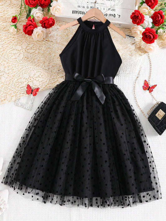 Girls' Party Dress with Satin Bow Wholesale